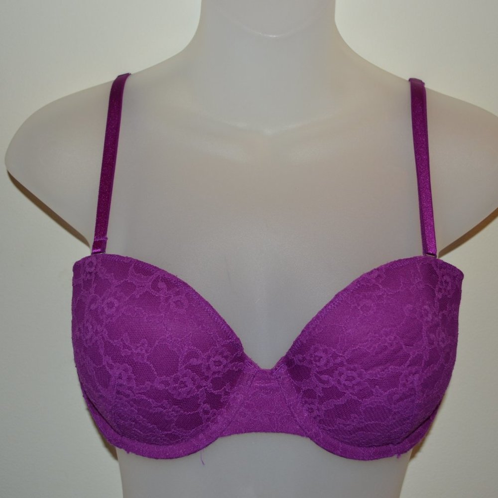 Victoria's Secret 34C multi-way purple lace padded bra EUC